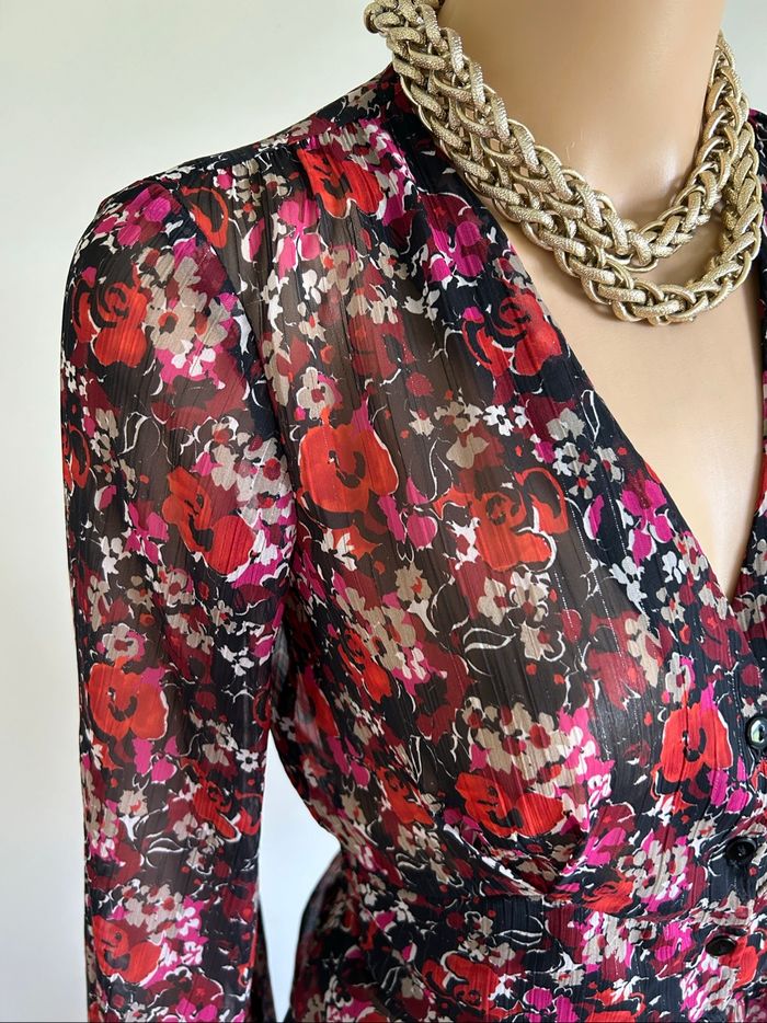 Blouse fleurie à manches longues Morgan taille 34 comme neuve - photo numéro 4
