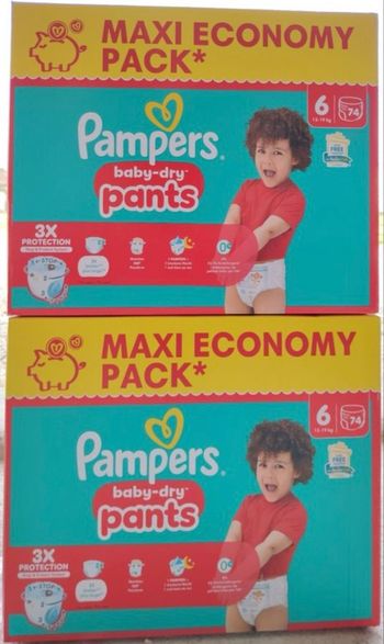 Lot de 2 cartons  de couches Pampers taille 6