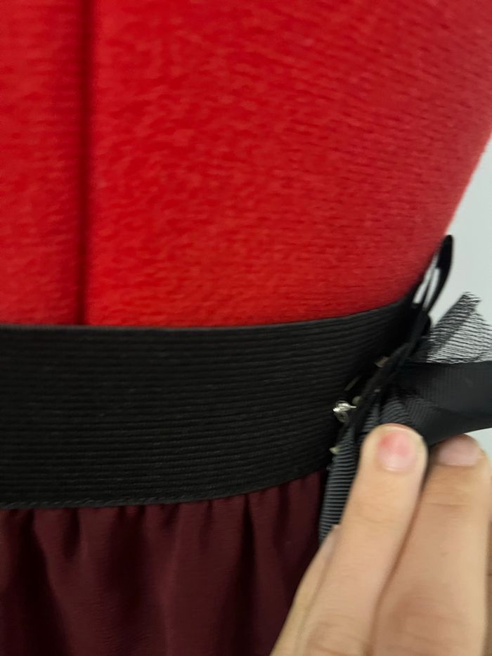 Jupe voile bordeaux à dentelle noire Kwoman - photo numéro 4