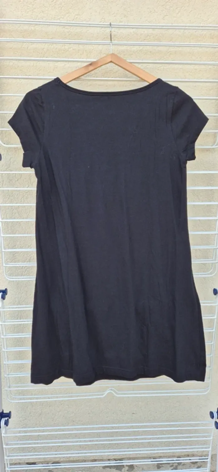 Robe d'été uni noir 100% coton. - photo numéro 2