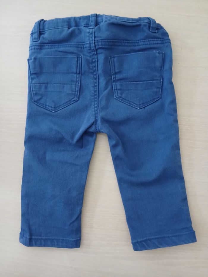Pantalon bebe en coton taille 6/9 mois  couleur bleu marque HM - photo numéro 7