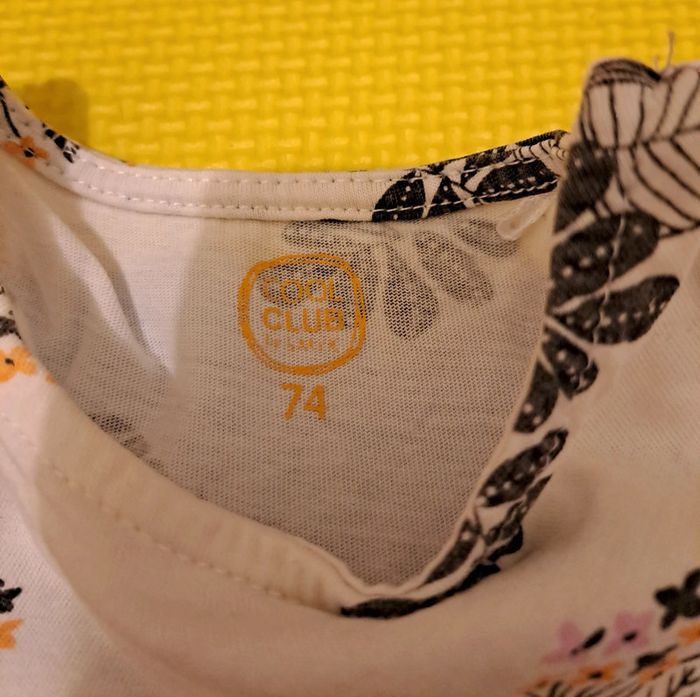 Débardeur tunique blanc noir feuilles, cool club, taille 12 mois (74 cm) - photo numéro 3