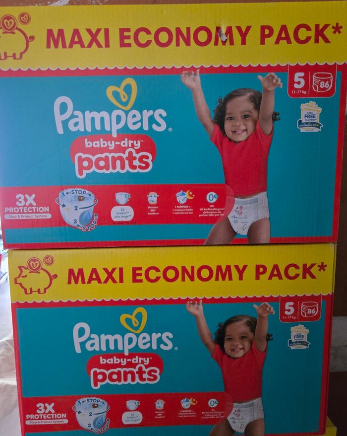 172 Couches pampers baby dry pants taille 5 x2