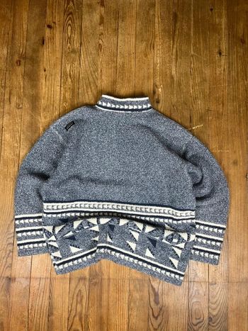 Pull polaire vintage Y2K Oxbow bleu blanc motifs L coton