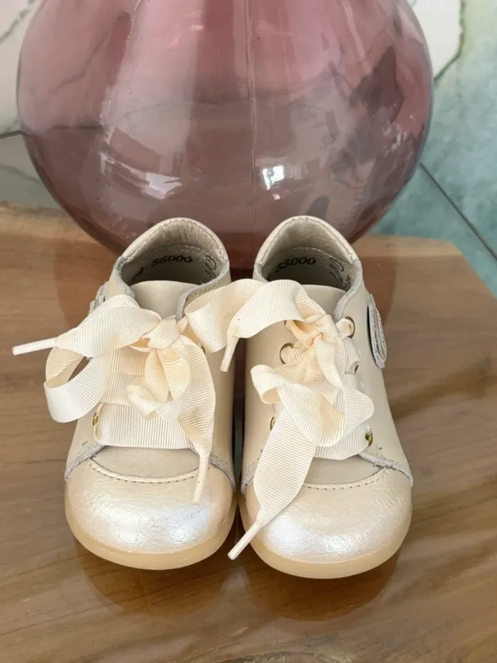 Chaussures filles beige doré cœur 18 Little Mary - photo numéro 3