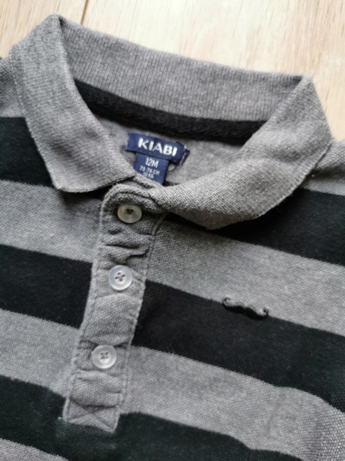 Polo rayé gris-noir Kiabi 12 mois - photo numéro 3