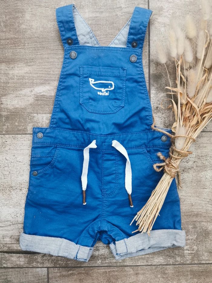 🌺Obaibi Très jolie salopette short 6 mois bebe garçon bleu blanc