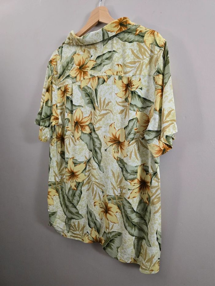 Chemise hawaïenne homme Caribbean Joe fleurs tropicales jaune vert M oversize été vintage - photo numéro 8