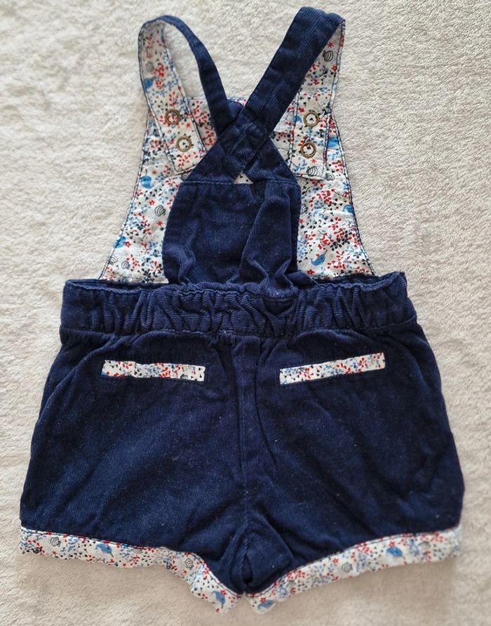 Ensemble Sergent Major T-shirt ML blanc + Salopette short velours marine 9M (BE) - photo numéro 6
