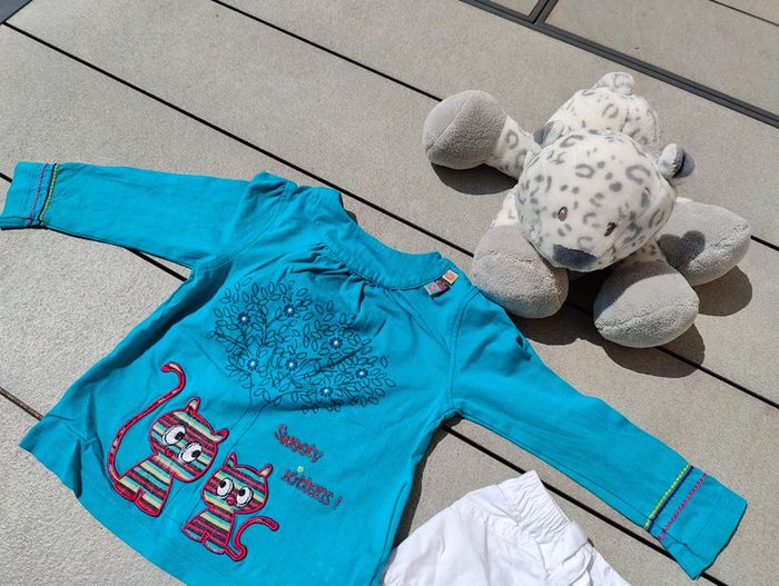 Magnifique ensemble fille blanc et turquoise 12 mois - photo numéro 2