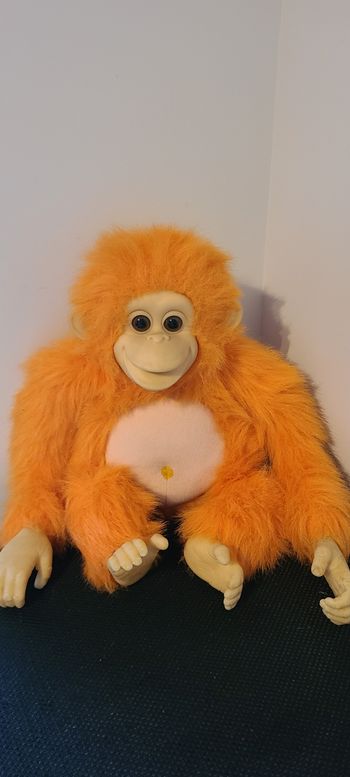 Jouet en peluche de singe orange parlant par Hosung 2003, jouet de chimpanzé doux et lumineux à four