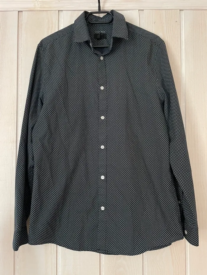 Chemise ML marine à pois blancs - H&M - M