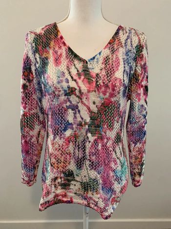 Pull crochet multicolore fleurs T38/40