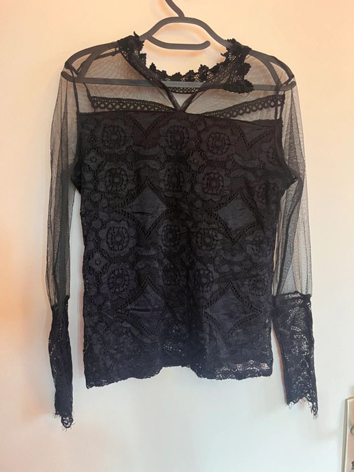 Blouse chic sexy dentelle tulle taille unique - photo numéro 4