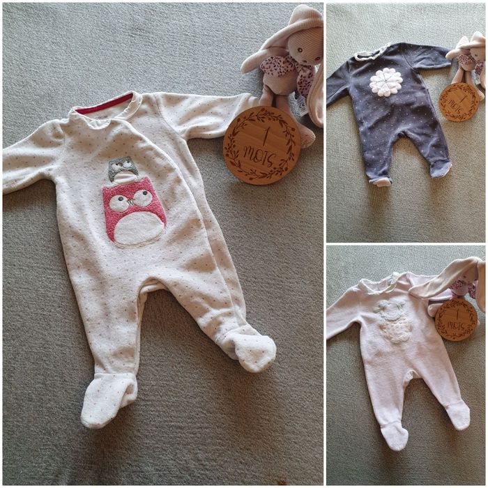 Lot de 3 pyjamas velours Okaidi 1 mois
