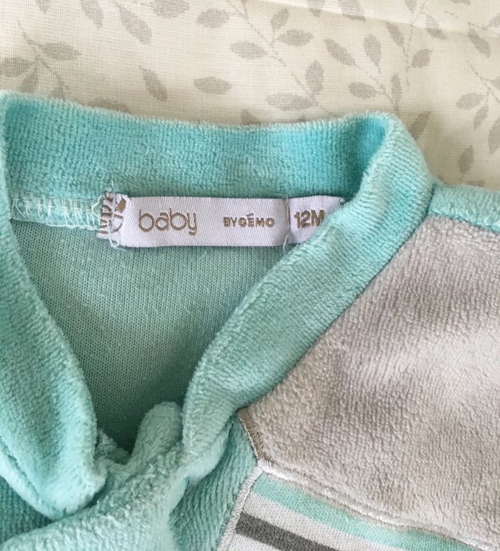 Pyjama bébé Gémo 🐒  12 mois  velours - photo numéro 2