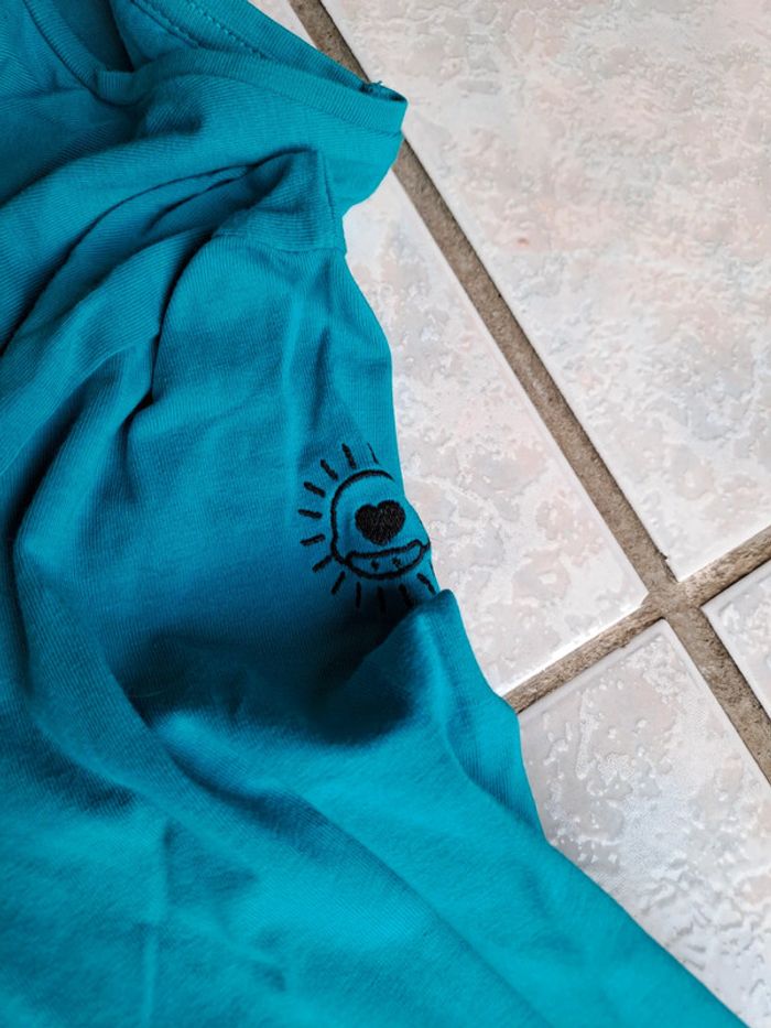 Blouse manches longues bleu turquoise - photo numéro 3