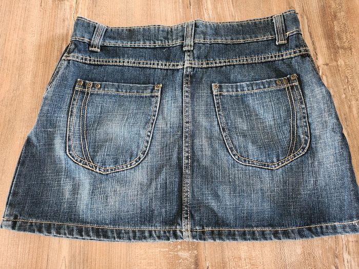 Jupe en jean bleue taille 40 en excellent état en coton - photo numéro 2