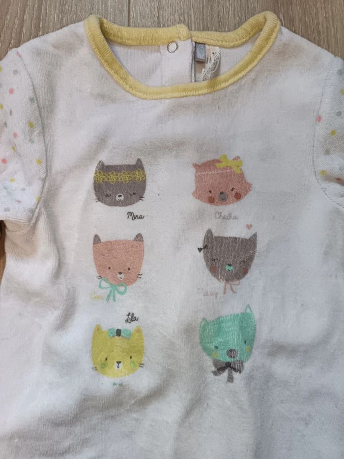 Lot pyjamas velours Orchestra motifs chats fille 12 mois - photo numéro 6