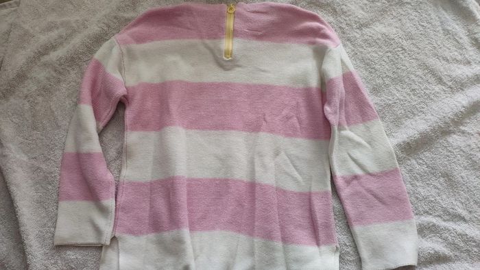 Pull 7 ans Zara rose et blanc rayé - photo numéro 4