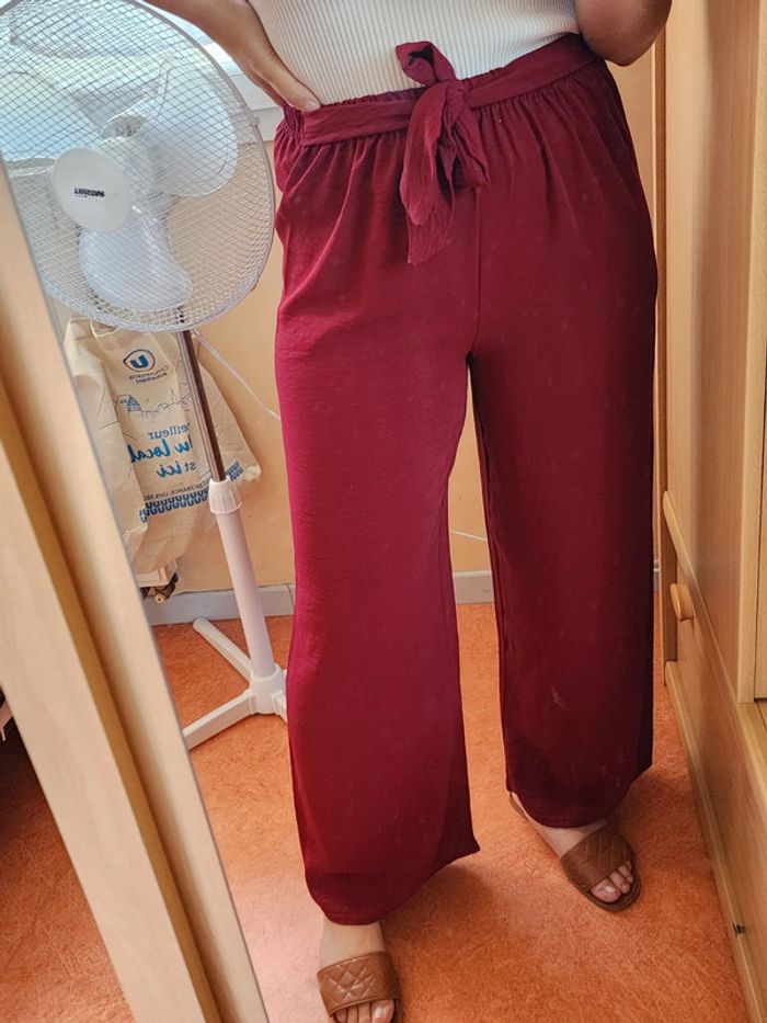 Pantalon à jambes larges / palazzo bordeaux 36/40 - photo numéro 2