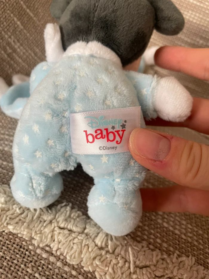 Peluche doudou mouchoir phosphorescent 17cm Disney baby Mickey souris bleu parfait état - photo numéro 6