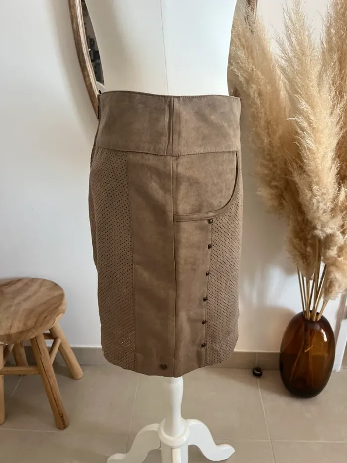Jupe beige/marron effet peau Miss Captain Trend - photo numéro 3