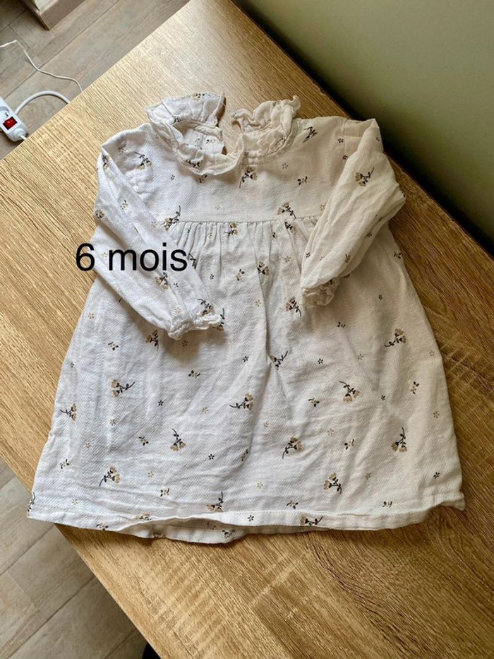 Robe à manches longues fleurie - 6 mois