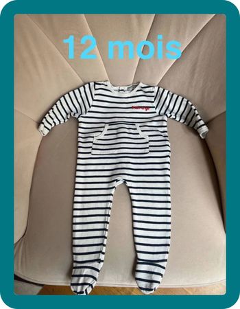 Pyjama marinière coton 12 mois 'Mon Amour' - Bout'chou