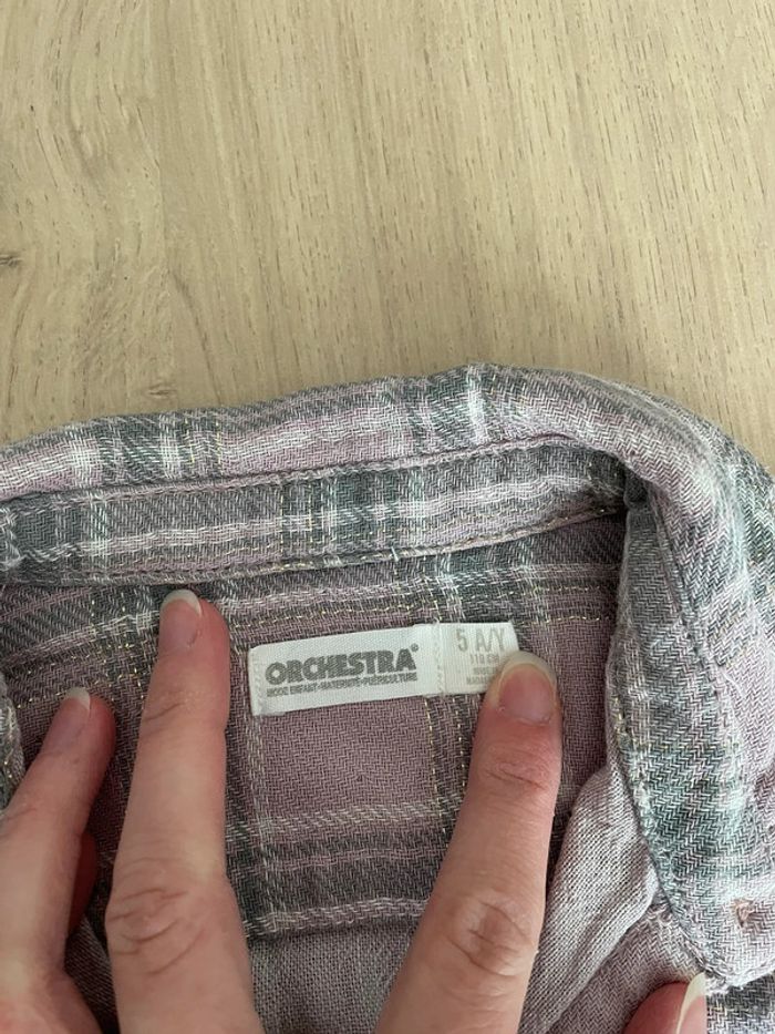Surchemise à carreaux, chemise, rose gris, fille taille 5 ans - photo numéro 3