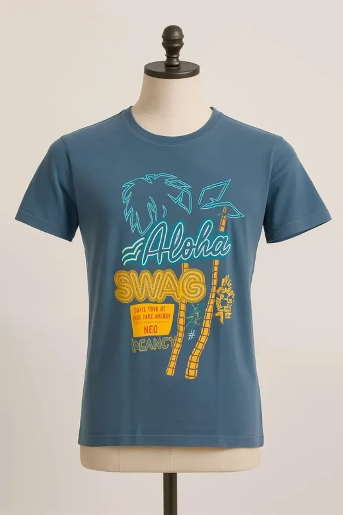Tee shirt manche courte bleu motif multicolore Adidas Neo Taille XS - photo numéro 2
