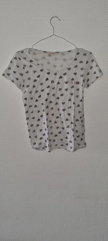 T-shirt à motifs cœurs manches courtes taille 36 / S Camaïeu