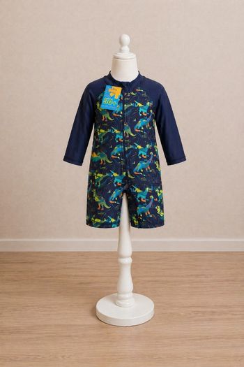 Maillot de bain protection UV plage piscine enfant bleu marine dinosaure