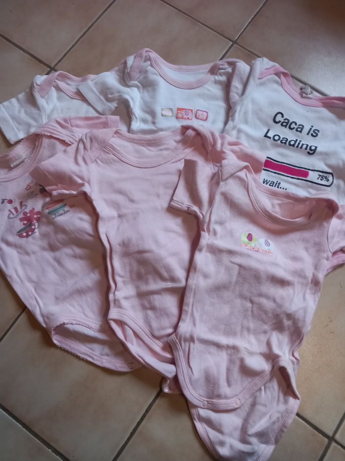 Lot de 6 bodies rose et blanc