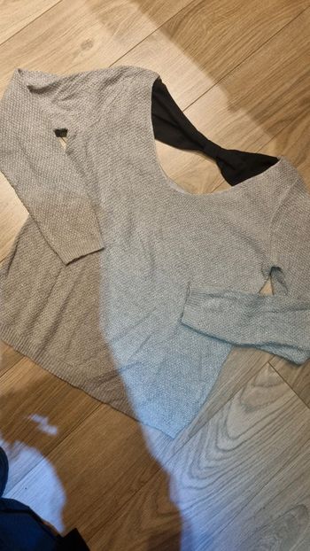 Haut pull dos sympa soirée brillant gris ETAM L 40 - 42