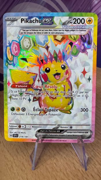 Carte Pokémon Pikachu EX 219/191 Secrète FA Étincelles Déferlantes - Neuf FR