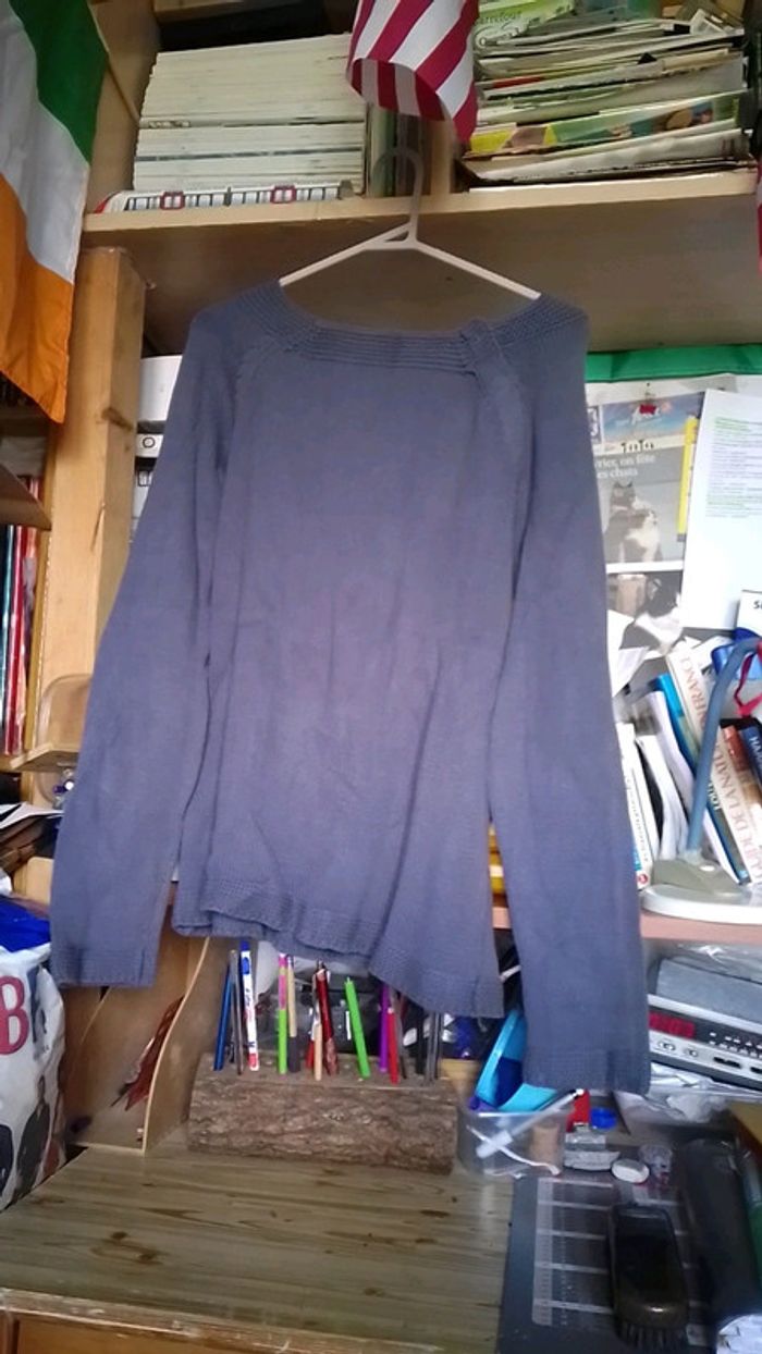 Pull en coton bleu marine - photo numéro 3