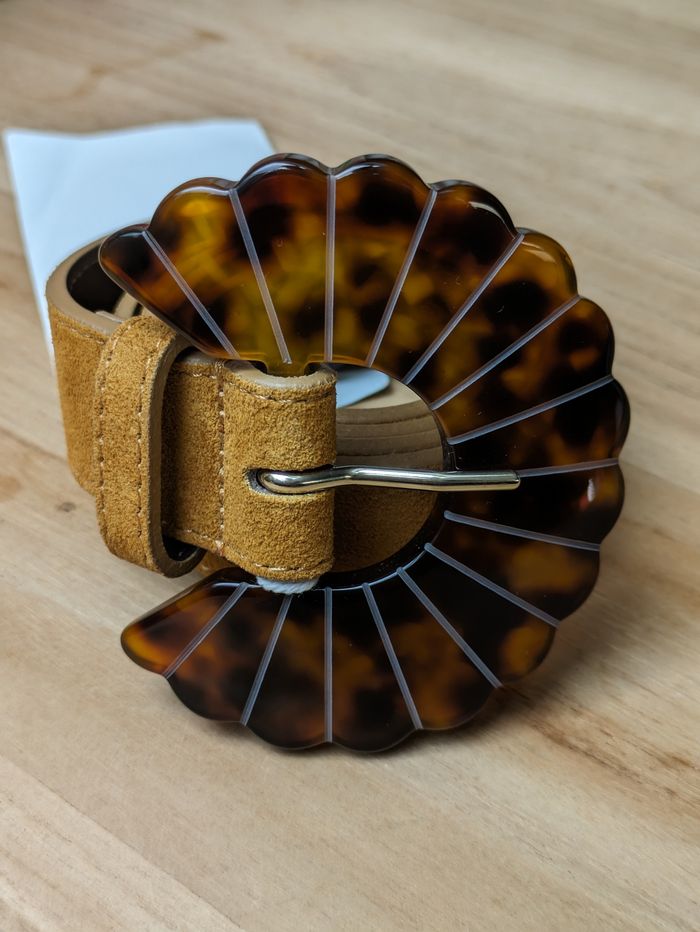 Ceinture en croûte de cuir Sezane colori tabac écaille T80 - photo numéro 6