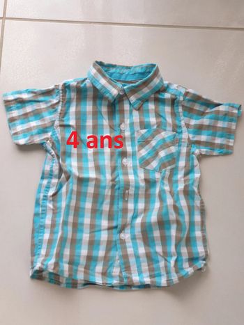 1 chemise manche courte bleu 4 ans marque meme pas peur