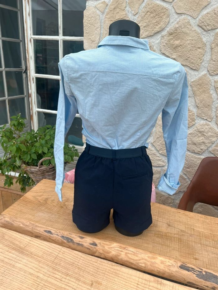 Ensemble kiabi XS S 34 36 chemise bleu short tailleur femme - photo numéro 2