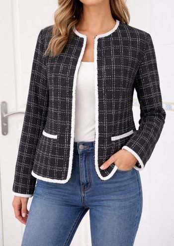 Neuf jolie veste blazer noir et blanc femme eldys taille M/38