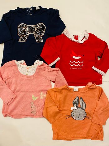 Lot 4 pulls légers fille 6 mois