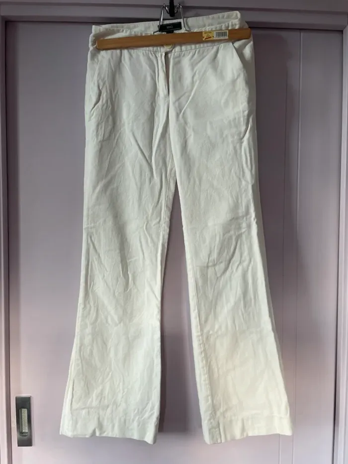 Pantalon blanc jambe large Mango 34 impeccable
