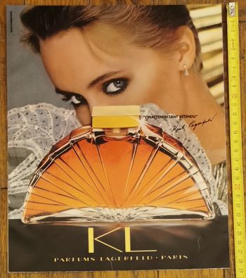 Ancienne publicité plastifiée karl lagerfeld début années 80 vintage