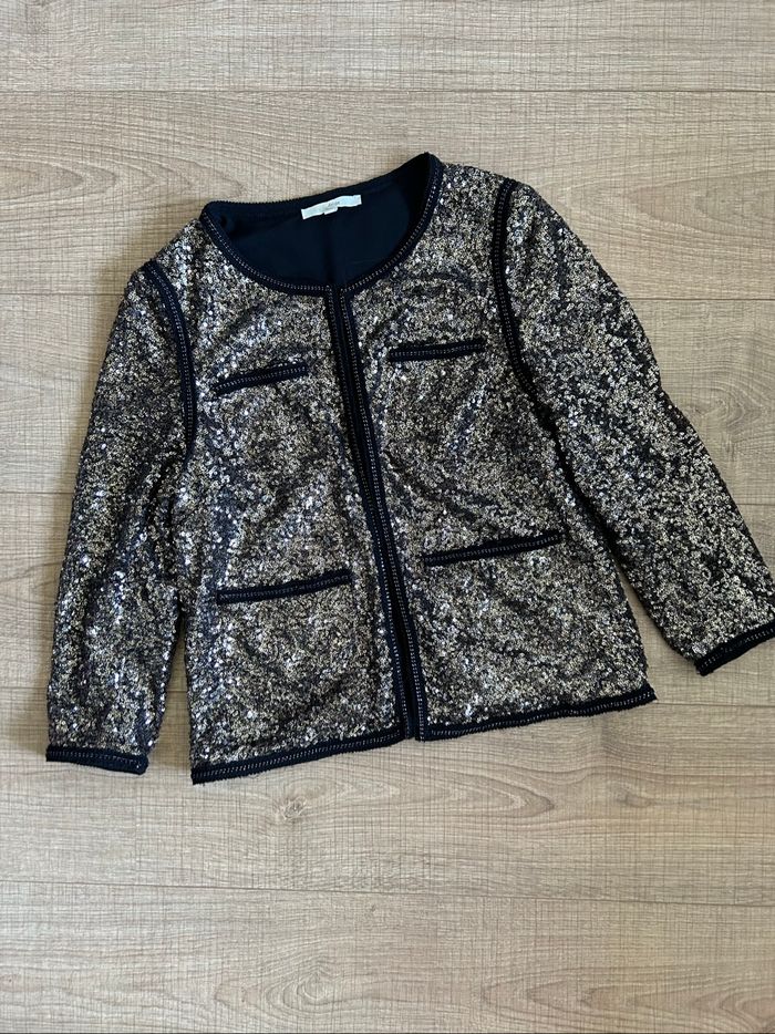 Veste dorée et noire en sequins An’ge taille 1 jamais portée - photo numéro 7