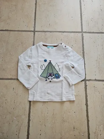 Tee-shirt blanc nid d'abeille - Obaïbi - 23 mois/86 cm