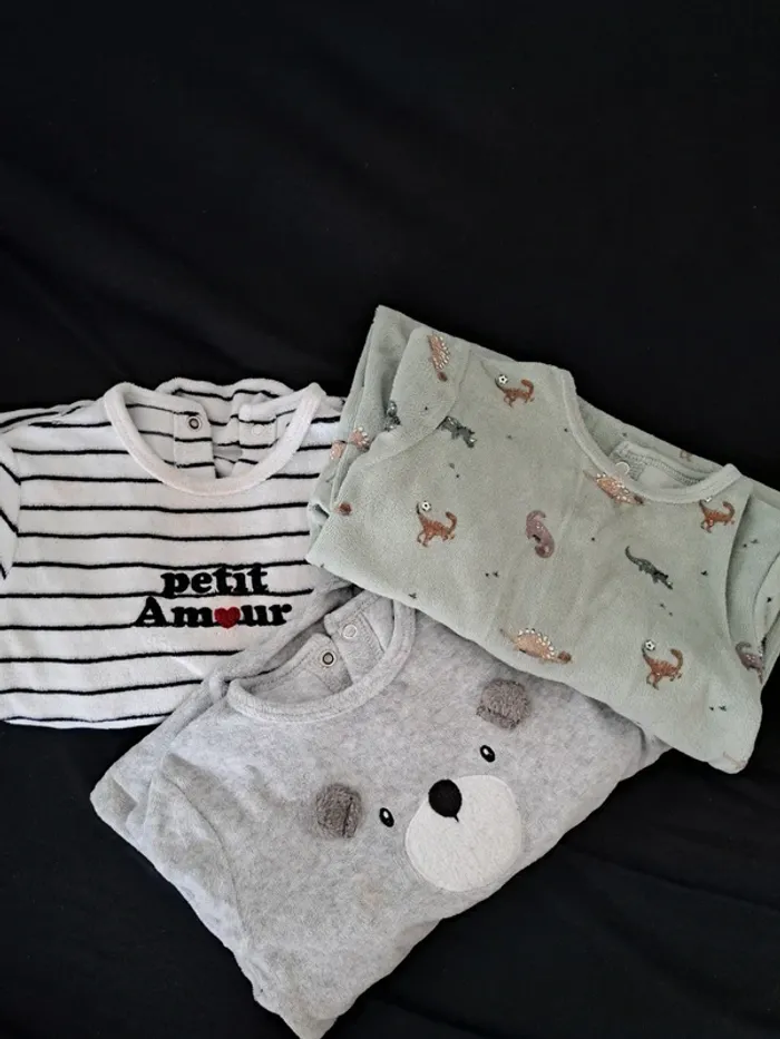 Lot 3 Pyjamas grenouillères douces - photo numéro 6