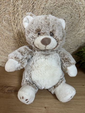 Doudou ours nature beige blanc tex Carrefour
