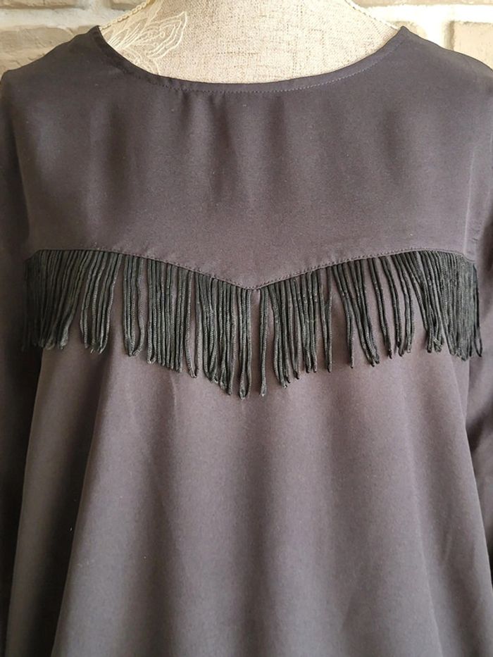 Blouse fluide noire à franges Arkitect - Neuve - photo numéro 2