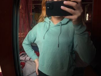 Sweat à capuche vert d'eau Gémo - Taille XS